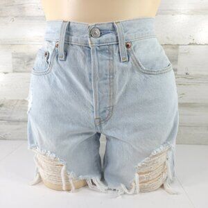 LEVI'S 501 CUT-OFF SHORTS WOMEN'S SIZE 26 LIGHT WASH DISTRESSED MID RISE BUTTON